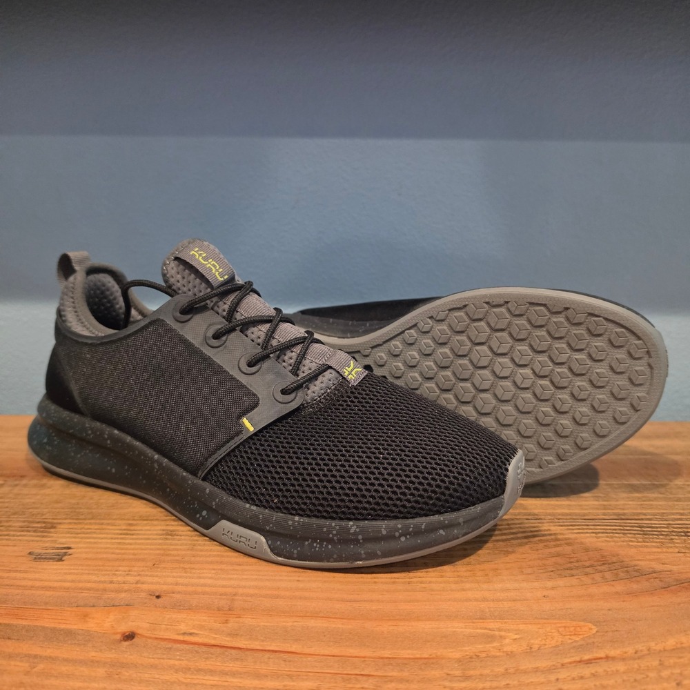 Kuru Mens Atom Running Shoes Black Grey Speckled Orthopedic Sneakers 10.5